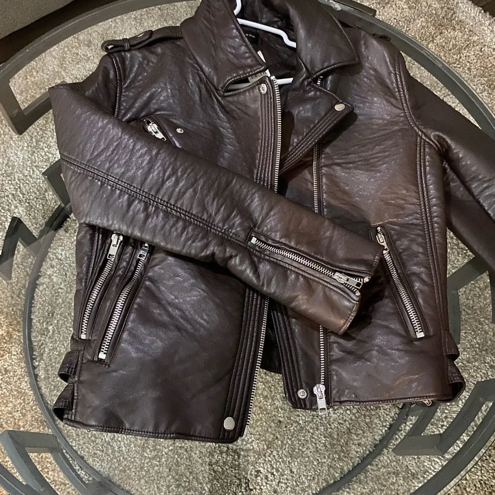 Baganelle Brown Biker Jacket - Picture 2 of 4